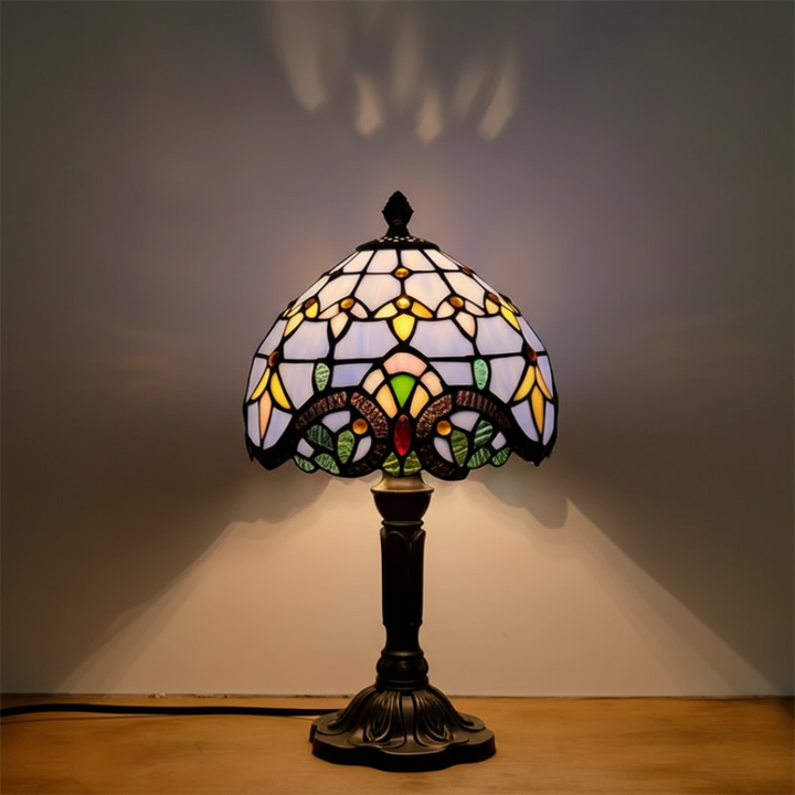 Retro Vitrážová Stolná Lampa