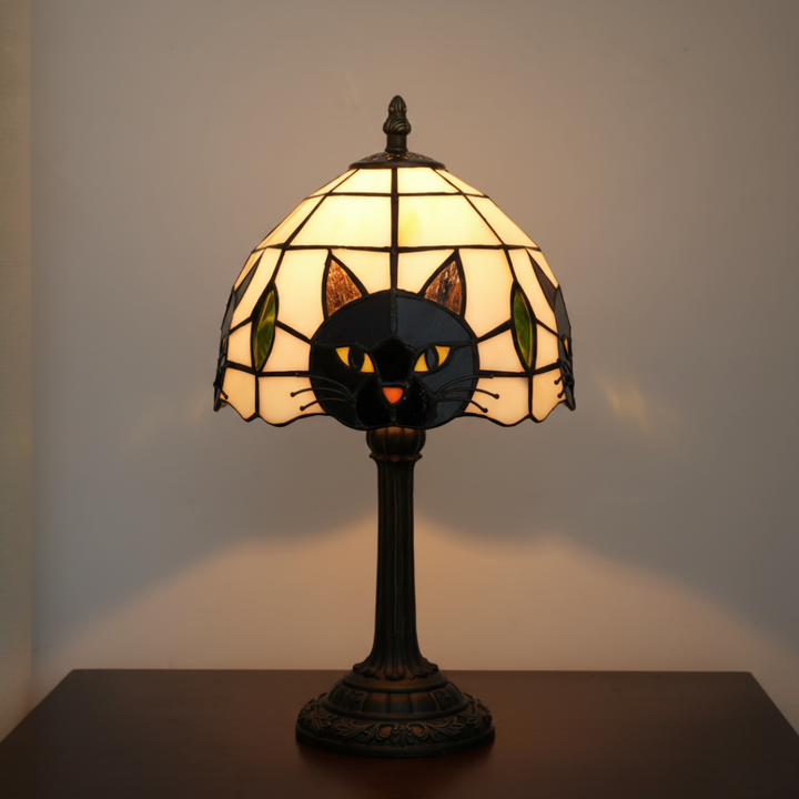 Retro Baroková Čierna Mačka Stolná Lampa